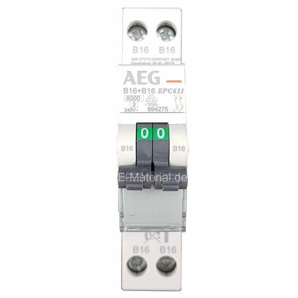 AEG EPC611 B16 2-fach Sicherungsautomat 2x 1-polig Doppelsicherung - Platzsparend