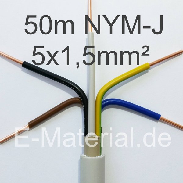 NYM-J 5x1,5mm² Ring 50m grau Stromkabel