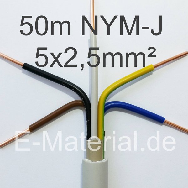 NYM-J 5x2,5mm² Ring 50m grau Stromkabel