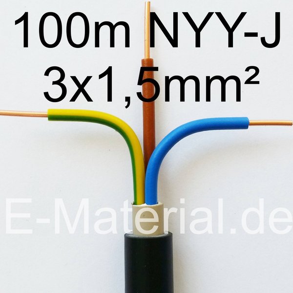 NYY-J 3x1,5mm² Ring 100m schwarz Erdkabel