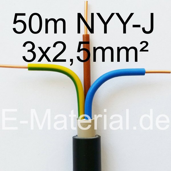 NYY-J 3x2,5mm² Ring 50m schwarz Erdkabel