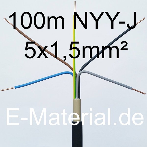 NYY-J 5x1,5mm² Ring 100m schwarz Erdkabel