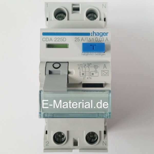 Hager Fi-Fehlerstromschutzschalter 25A/0,03mA 2-polig