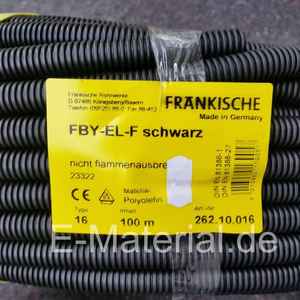 Flexibles Kunststoffrohr FBY EL-F M16 Fränkische Rohrwerke 100m- Rolle