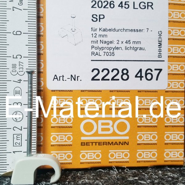 200x Nagelschelle 7-12mm mit Nagel 45mm OBO Bettermann 2026-45 SP