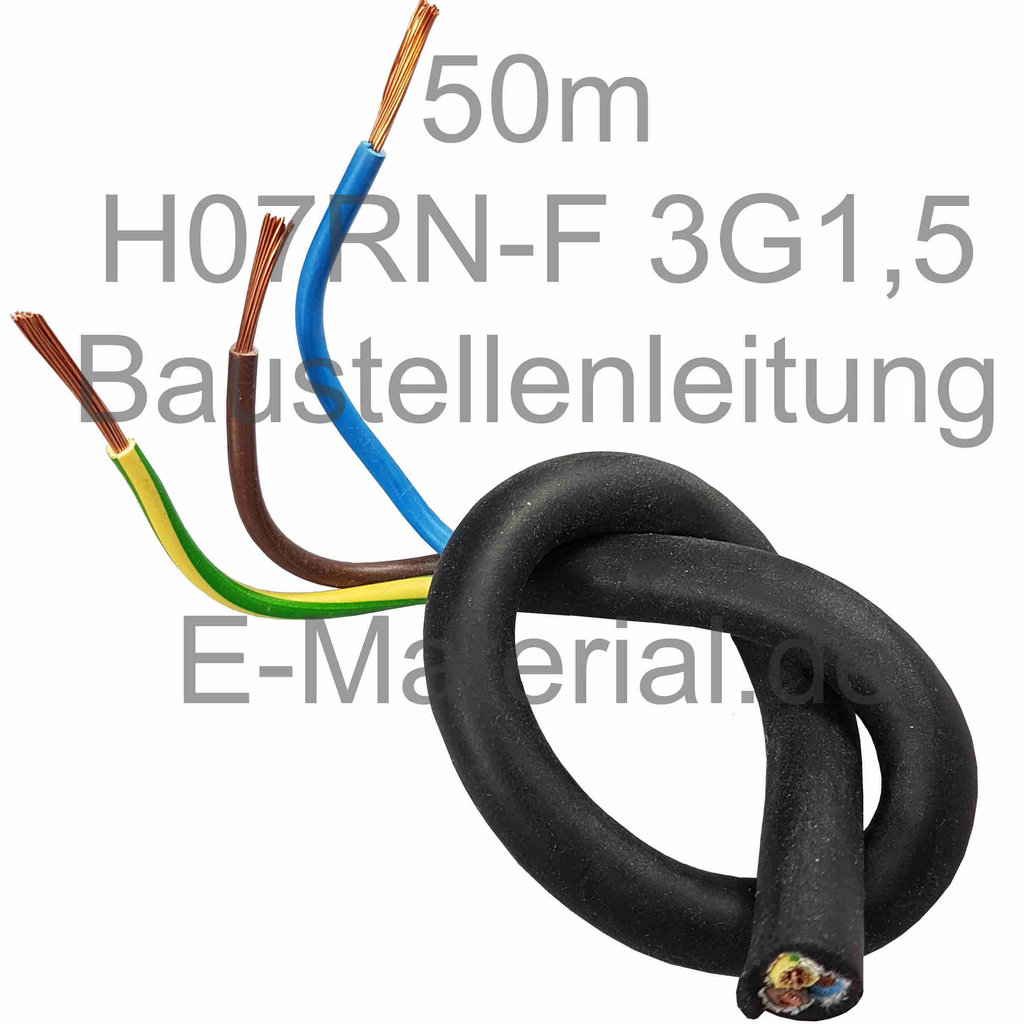 Gummileitung H07RN-F 3x1 3G1 qmm Gummikabel Industriequalität 50m 