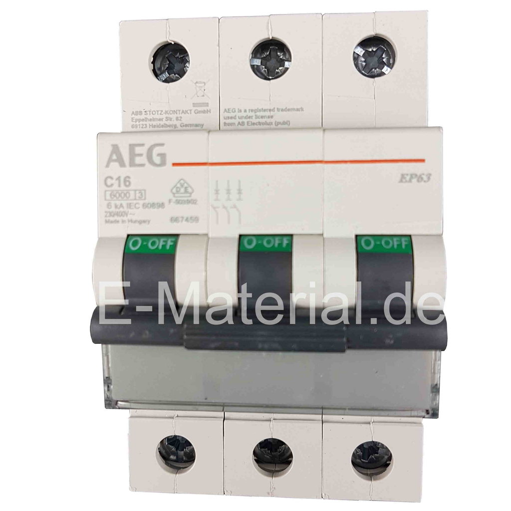 AEG EP63C16 Leitungsschutzschalter C16A 6kA 3-polig C-Charakteristik 